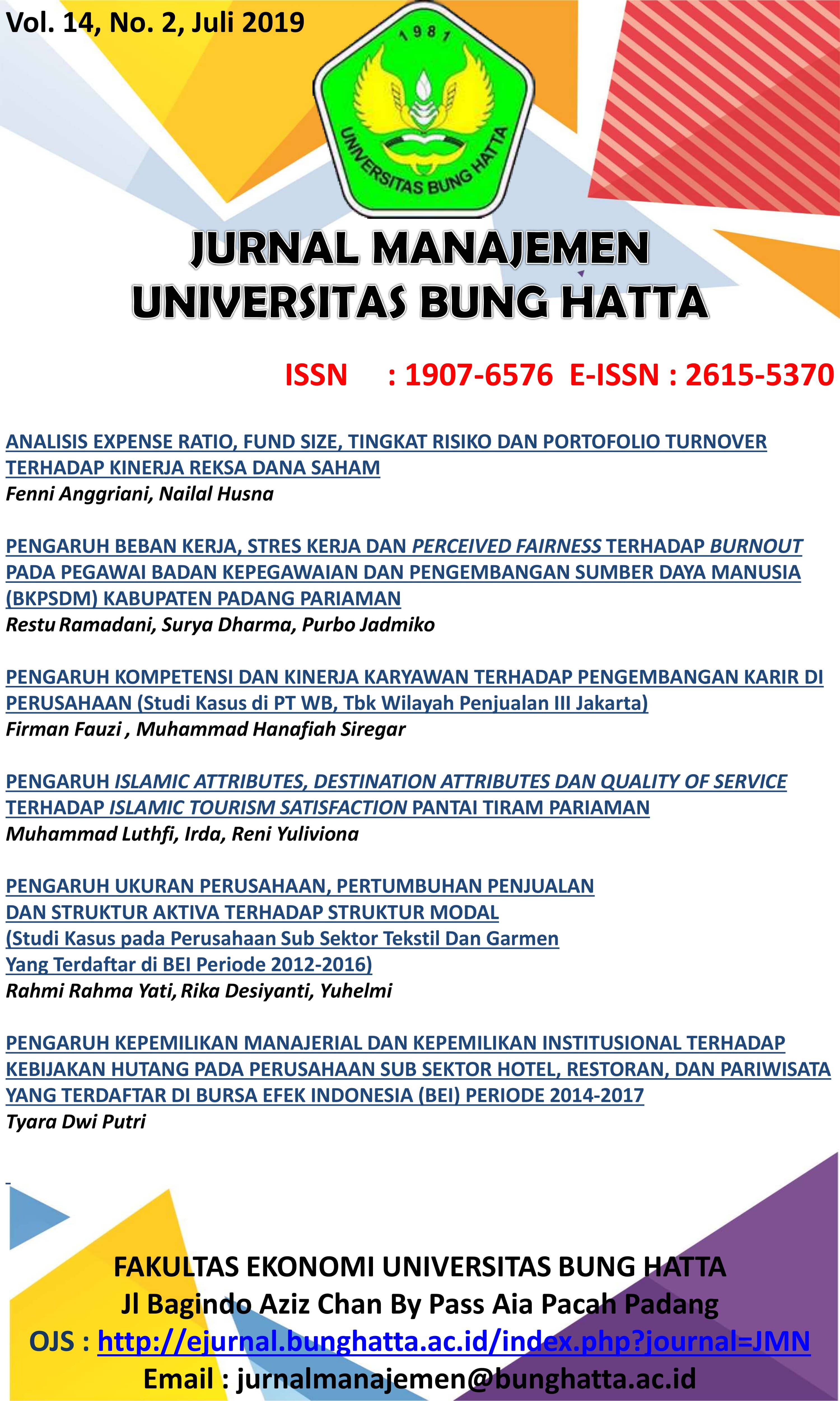 					View Vol. 14 No. 2 (2019): Jurnal Manajemen Universitas Bung Hatta
				